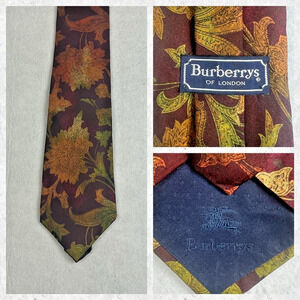 Burberrys By London's Classic Vintage Floral Design Silk Tie